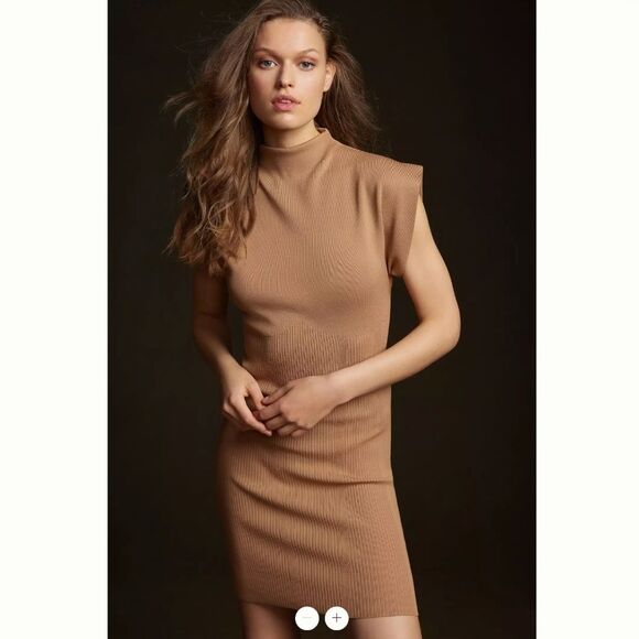 Anthropologie Mock-Neck Cap-Sleeve Mini Dress - Picture 1 of 6